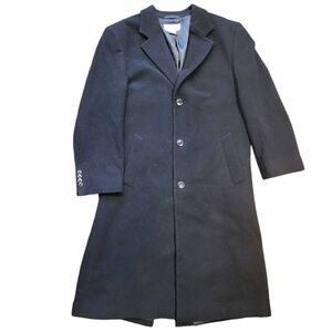 Pronto Uomo Long Overcoat Men's 38 Short Black Wool Cashmere Single Breasted